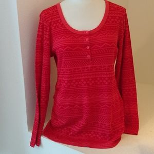 3/$10 Motherhood ruched waffle knit red maternity top scoop neck shirt XL GUC